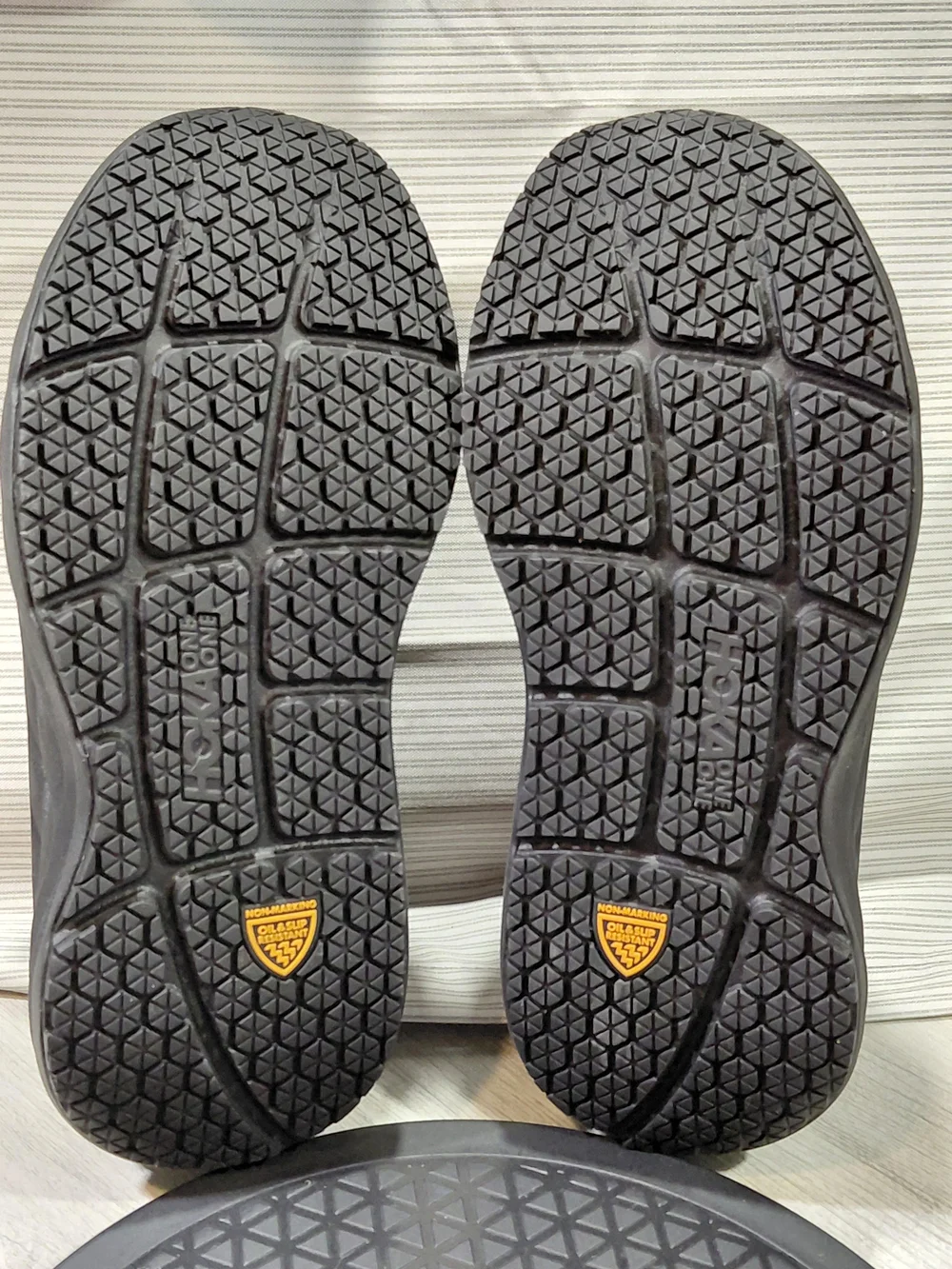 NEW HOKA Mens Bondi SR Heavy Duty Water Resistant Triple Black Leather Shoes M12